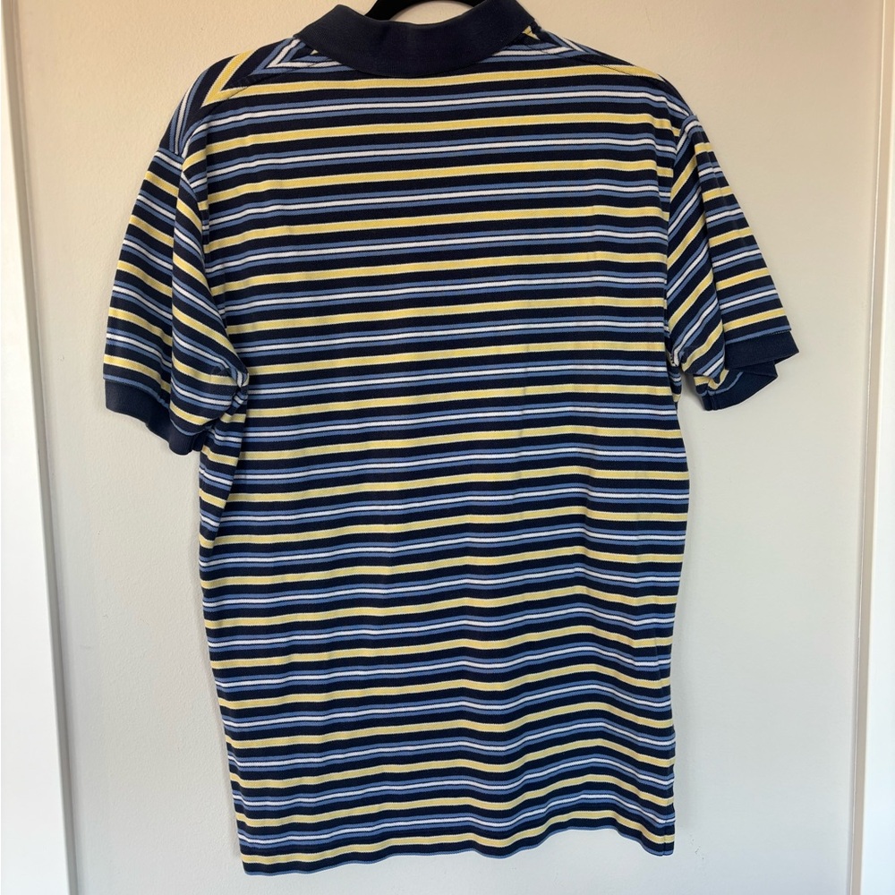 Polo by Ralph Lauren Men's Navy and Yellow Striped Polo Medium - Picture 2 of 7